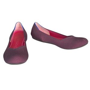 ROTHY'S The Flat Berry Lattice Stitch Shoes Ballet Flats Purple Size 8 RETIRED